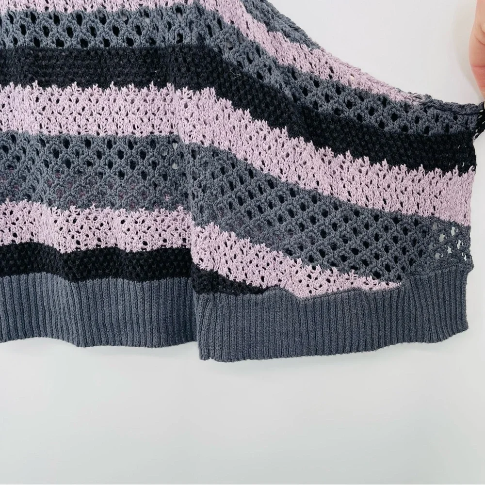 Free People crochet‎ knit top sleeveless stripe sharkbite women's size XS